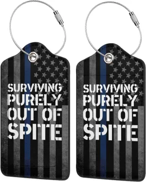 Luggage Tag Surviving Purely Out of Spite Pu Leather Identifiers Id Tag Bag Suitcase Labels
