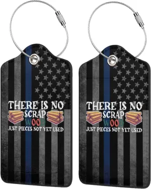 Luggage Tag There is No Scrap Wood Woodworking Carpenter Woodworker Pu Leather Identifiers Id Tag Bag Suitcase Labels