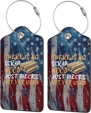 Luggage Tag There is No Scrap Wood Woodworking Carpenter Woodworker Pu Leather Identifiers Id Tag Bag Suitcase Labels