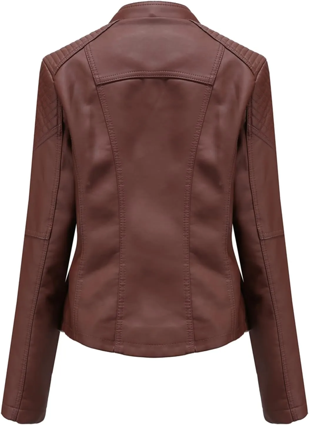 Lu's Chic Women's Motorcycle Jacket Fashion Dressy Vegan Leather Biker Coat Light Slim Fit Crop Blazer Moto Jacket