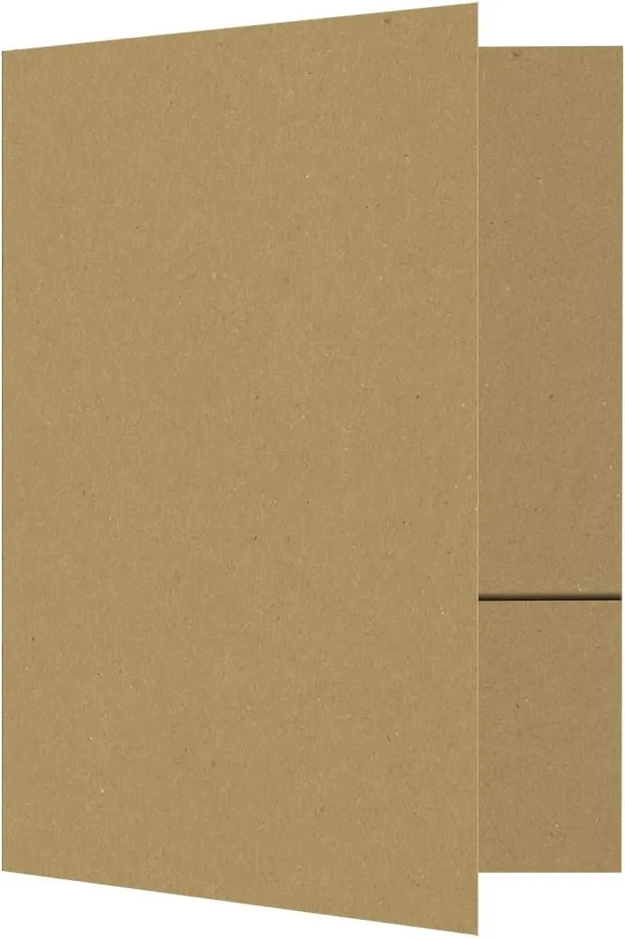 LUXPaper 9" x 12" Presentation Folders | Two Pocket | Grocery Bag Brown | 18pt. Cover | 50 Qty