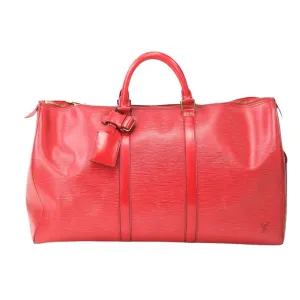 Luxurious Leather Travel Bag with Name Tag and Handle Holder