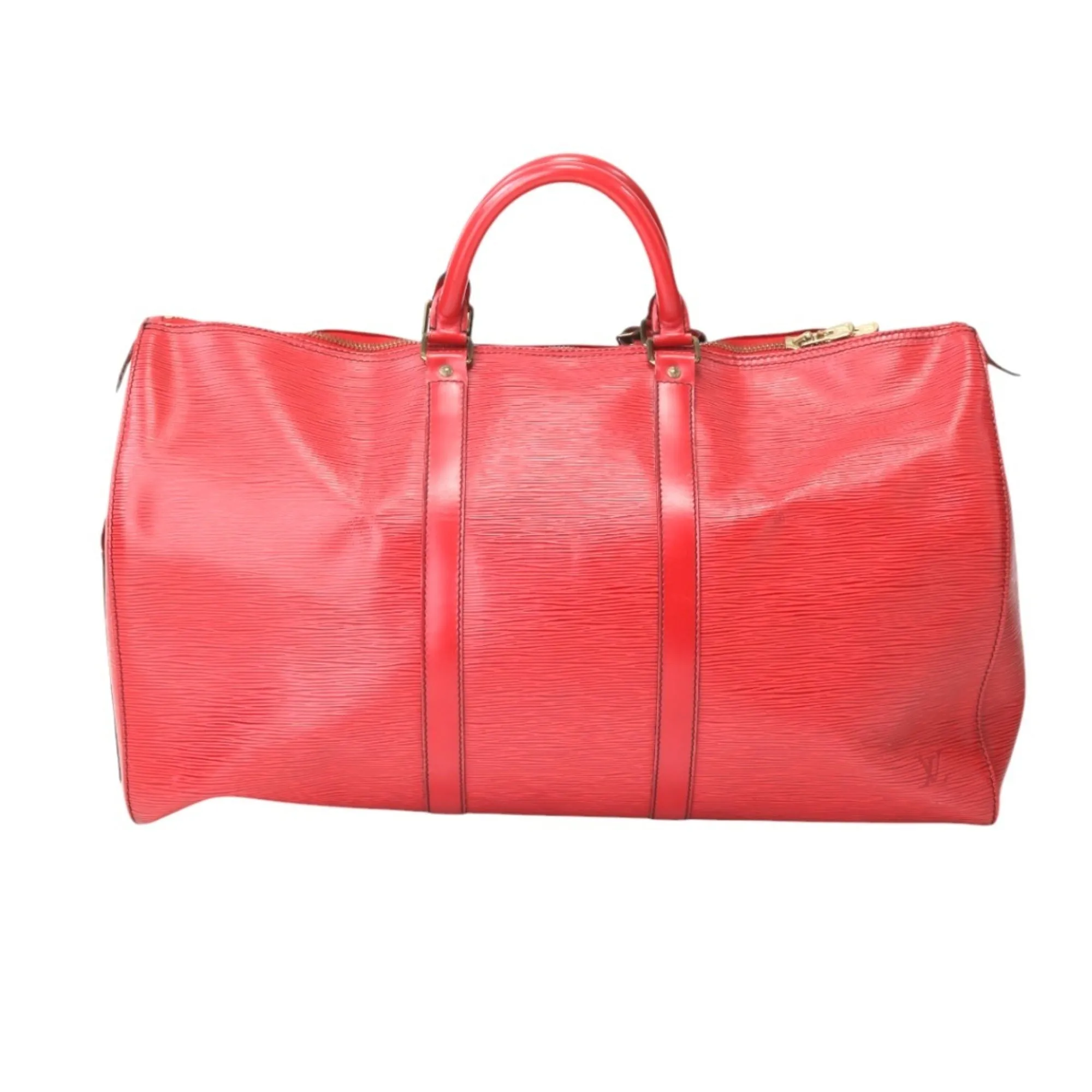 Luxurious Leather Travel Bag with Name Tag and Handle Holder
