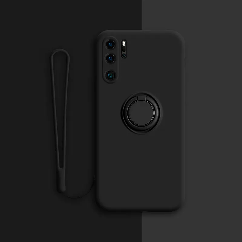 Luxury Magnetic Silicone Case For Huawei With Ring Holder