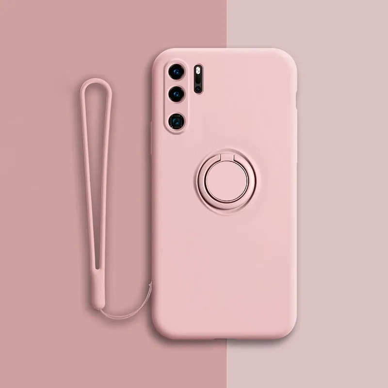 Luxury Magnetic Silicone Case For Huawei With Ring Holder