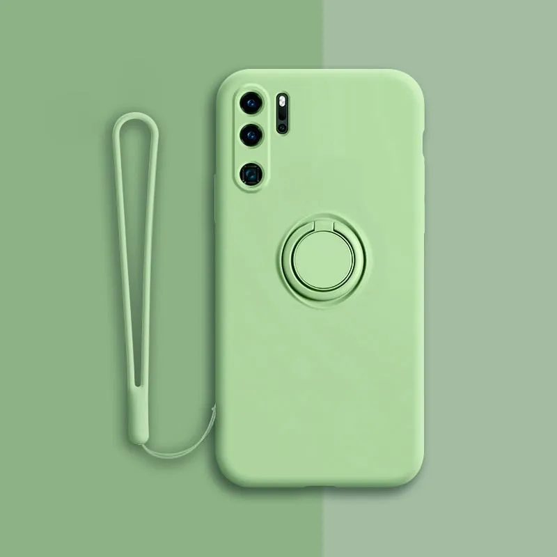 Luxury Magnetic Silicone Case For Huawei With Ring Holder