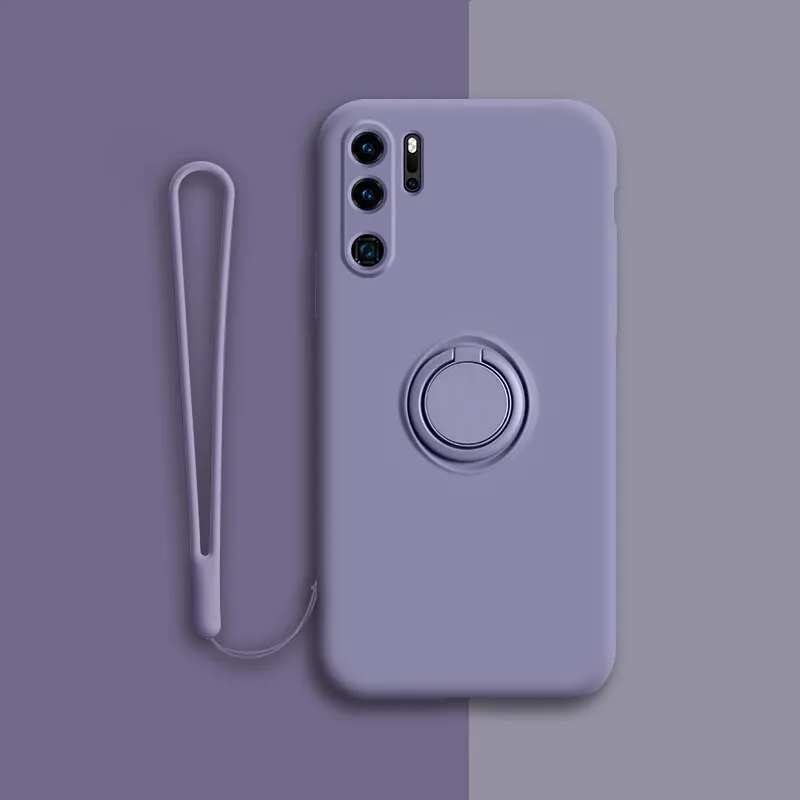 Luxury Magnetic Silicone Case For Huawei With Ring Holder