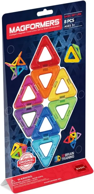Magformers Triangles Set (8-Pieces) Magnetic Building Blocks, Educational Magnetic Tiles Kit, Magnetic Construction STEM Set