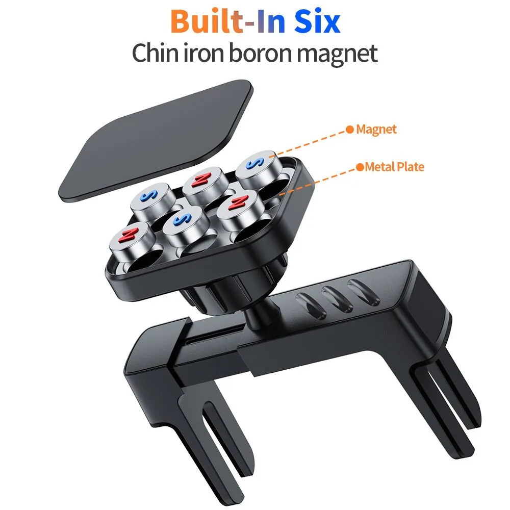 Magnetic Car Phone Holder for Round Air Vent Car Phone Mount Universal 360° Rotation Strong Magnets Cell Phone Holder for Iphone
