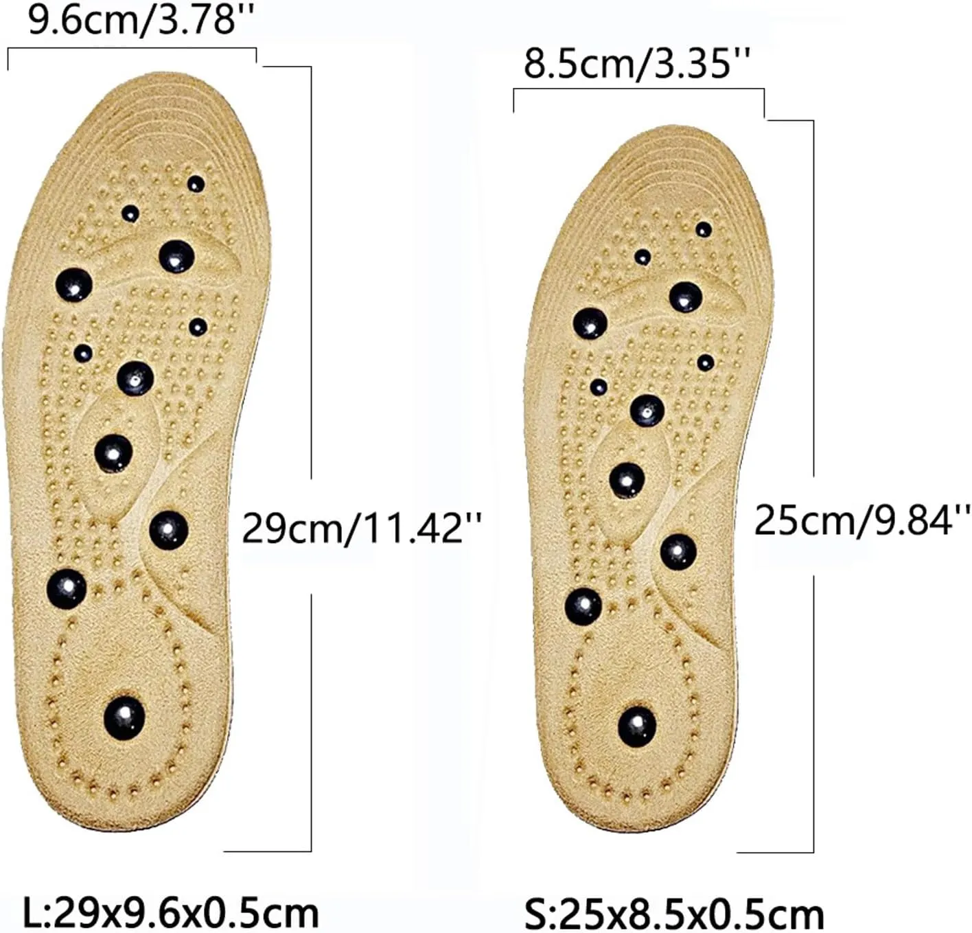 Magnetic Insoles, Therapy Massage Insoles, Pressure Point Reflexology Insole, Accupressure Insole Relieve Pain, Orthotic Shoe Insert for Men and Women,S,1 Pair
