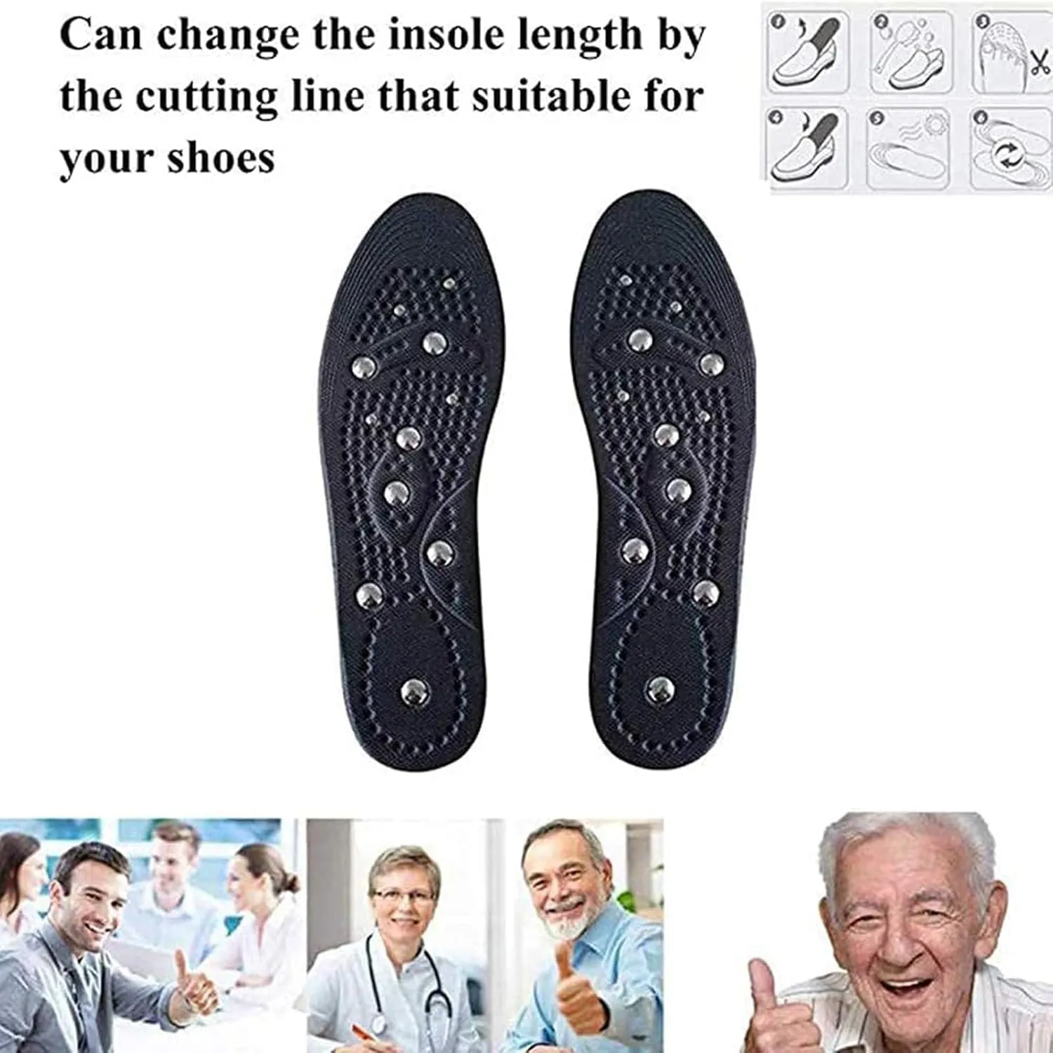 Magnetic Insoles, Therapy Massage Insoles, Pressure Point Reflexology Insole, Accupressure Insole Relieve Pain, Orthotic Shoe Insert for Men and Women,S,1 Pair