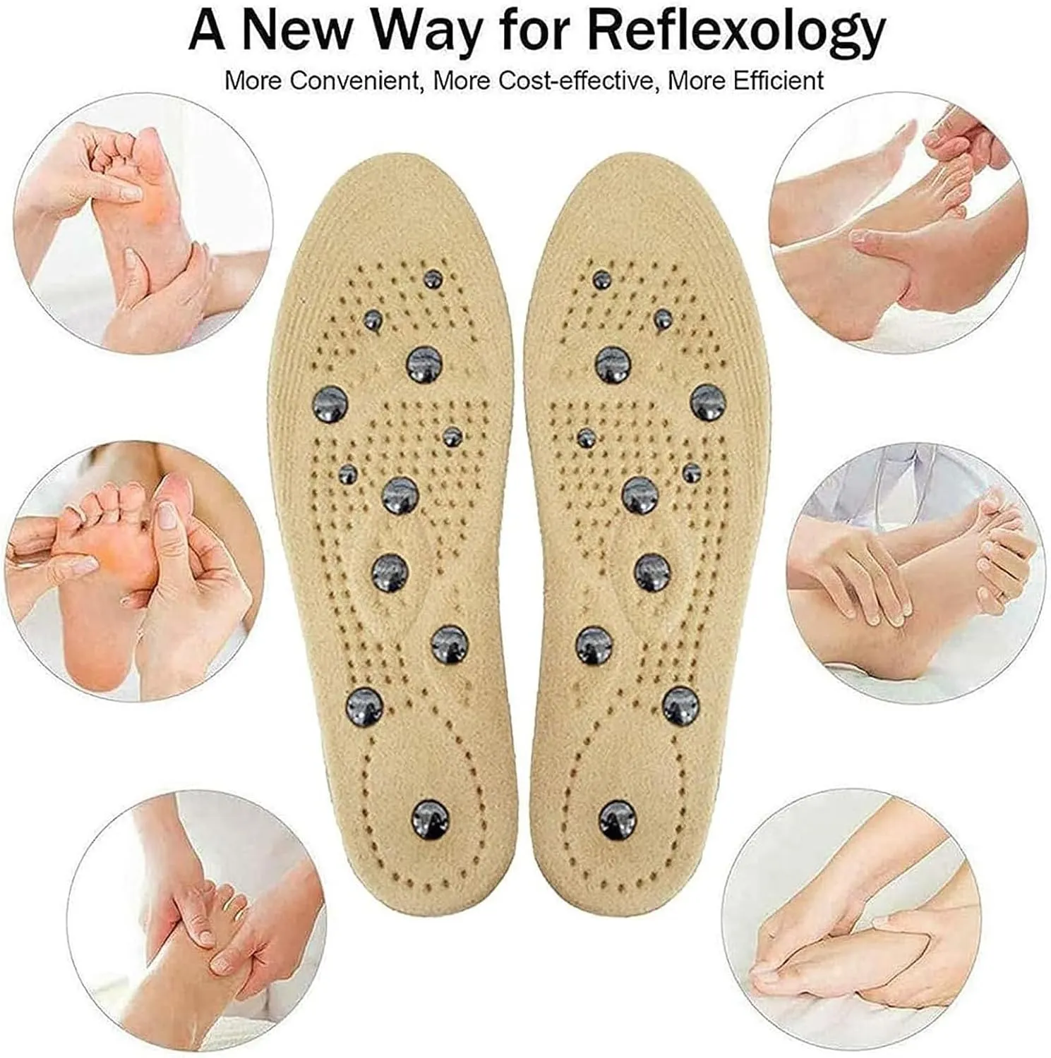 Magnetic Insoles, Therapy Massage Insoles, Pressure Point Reflexology Insole, Accupressure Insole Relieve Pain, Orthotic Shoe Insert for Men and Women,S,1 Pair