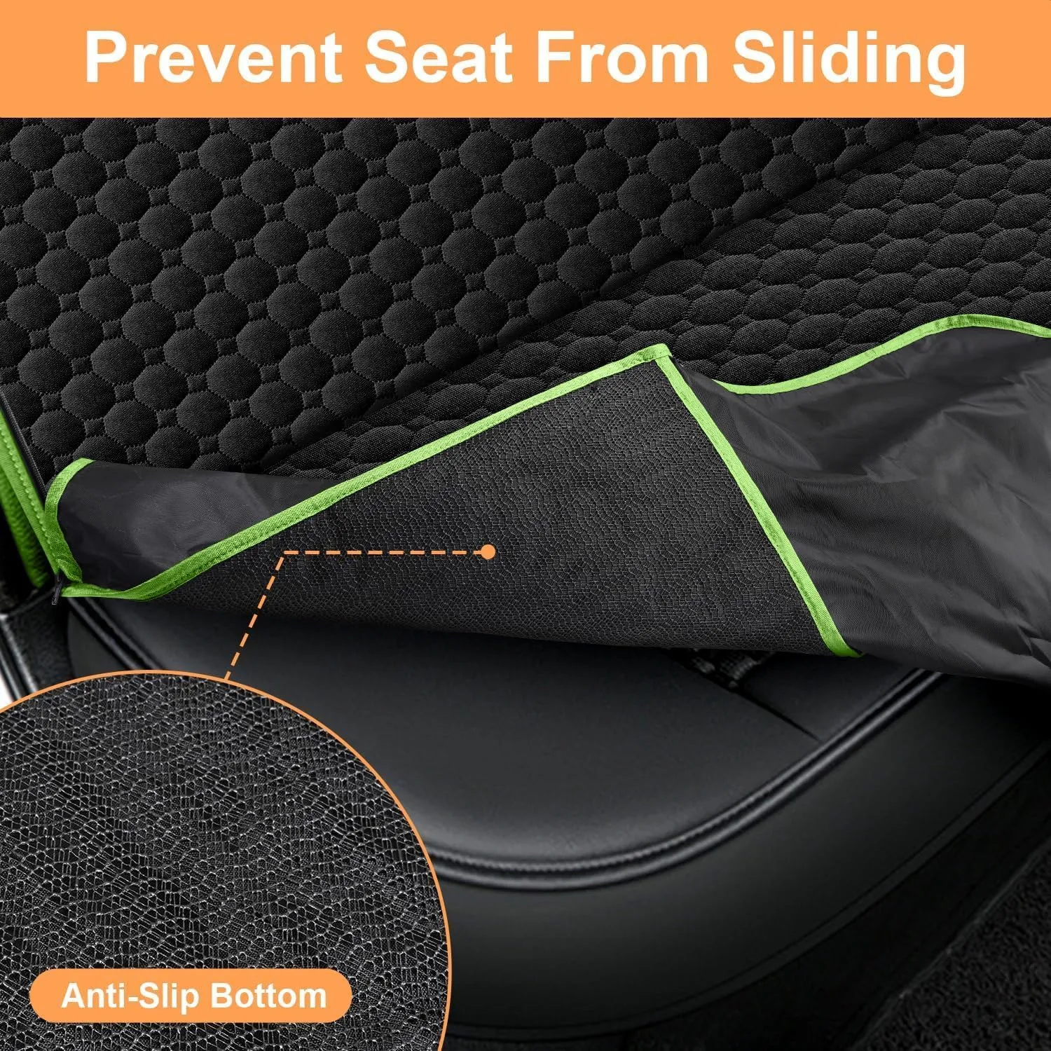Mancro Dog Car Seat Cover for Back Seat, Waterproof Car Seat Protector for Dogs with Side Flaps, Scratchproof Dog Hammock with Nonslip Bottom for SUVs, Standard(54" Wx55 L) Green