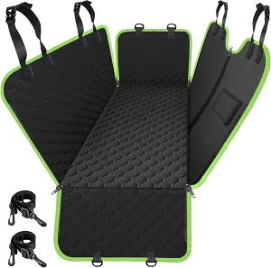 Mancro Dog Car Seat Cover for Back Seat, Waterproof Car Seat Protector for Dogs with Side Flaps, Scratchproof Dog Hammock with Nonslip Bottom for SUVs, Standard(54" Wx55 L) Green