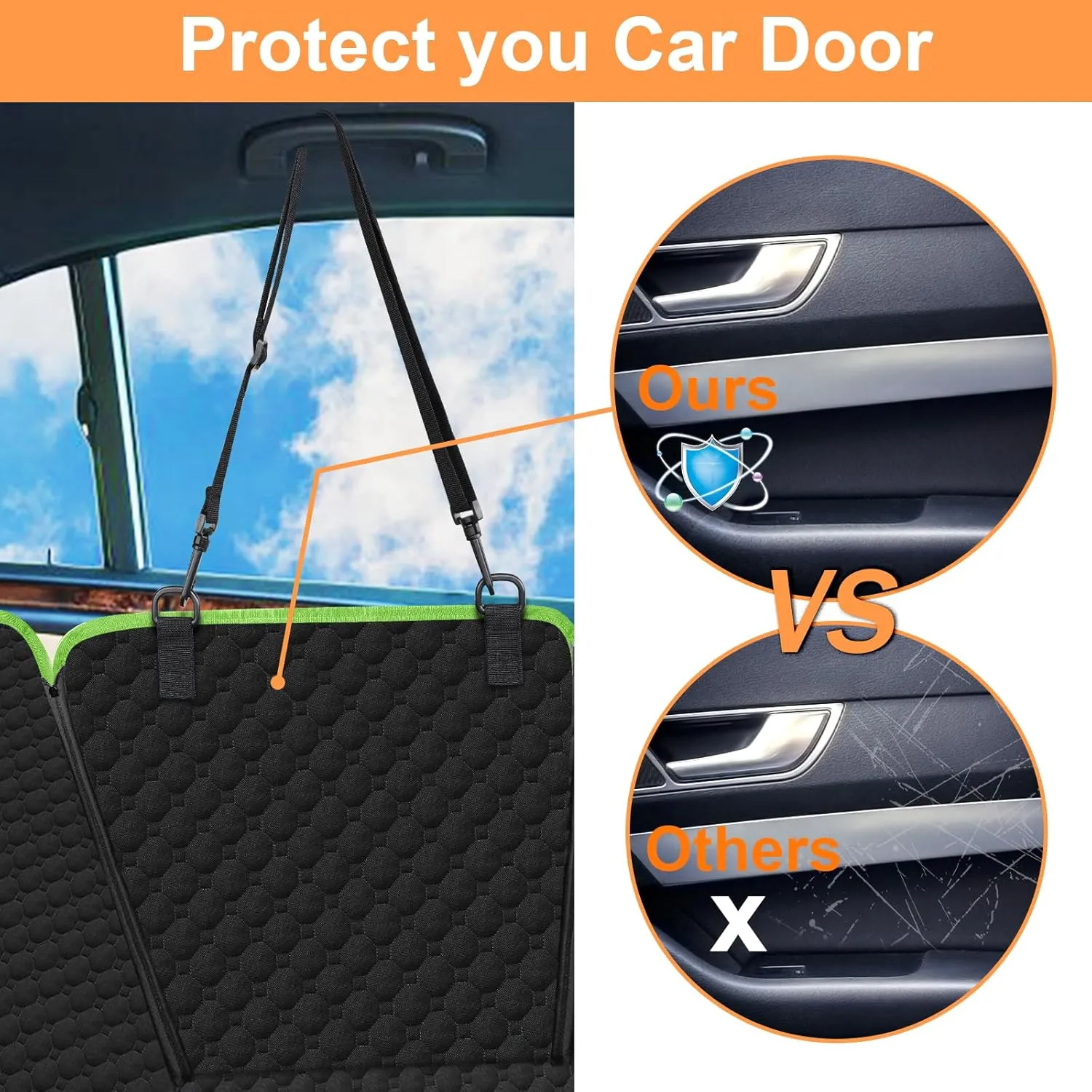 Mancro Dog Car Seat Cover for Back Seat, Waterproof Car Seat Protector for Dogs with Side Flaps, Scratchproof Dog Hammock with Nonslip Bottom for SUVs, Standard(54" Wx55 L) Green