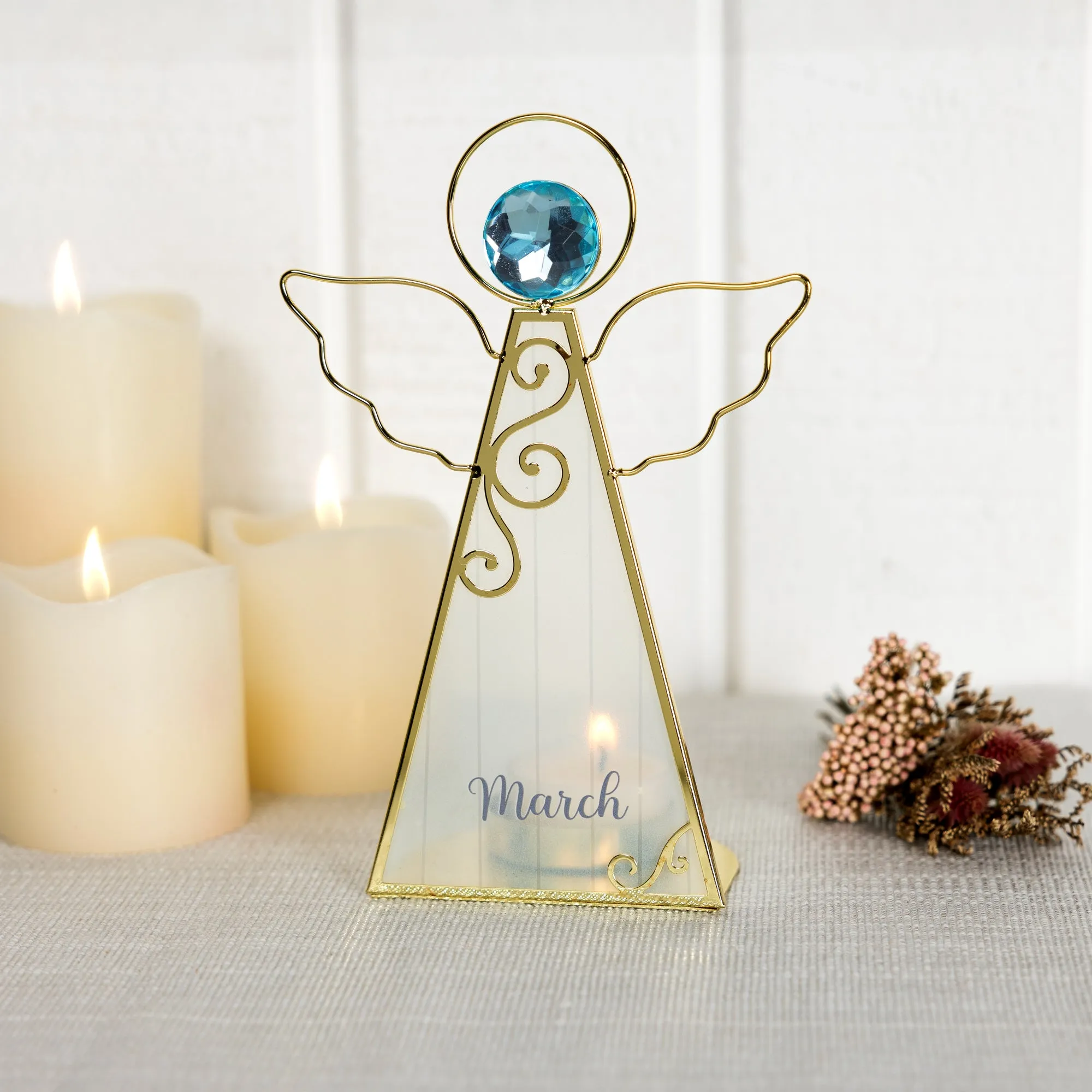 March 6.5" Monthly Angel Tea Light Holder