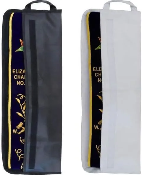 Masonic Regalia Officers Sash Bag Case – White & Black (Customizable)