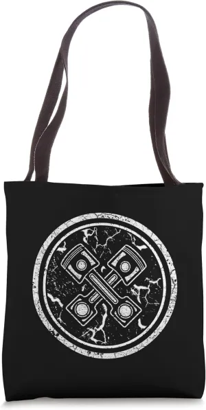 Mechanic circle symbol with motor piston cross in used look Tote Bag