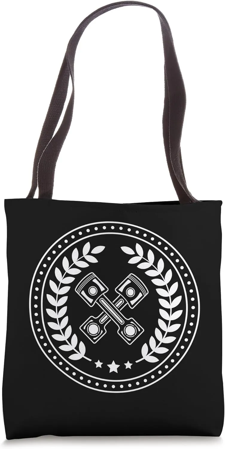 Mechanic sign with crossed pistons and ear ring Tote Bag