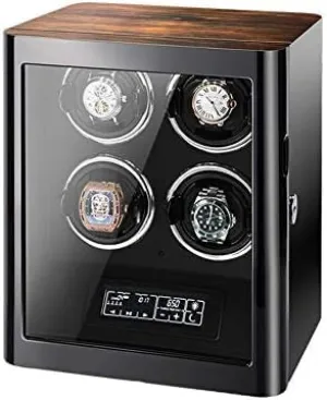 Mechanical Watch Shaker Automatic Watch Winder with Quiet Motor, for 4 Watches, LCD Digital Display and 5 Roating Mode, Piano Paint Watch Box (Color :