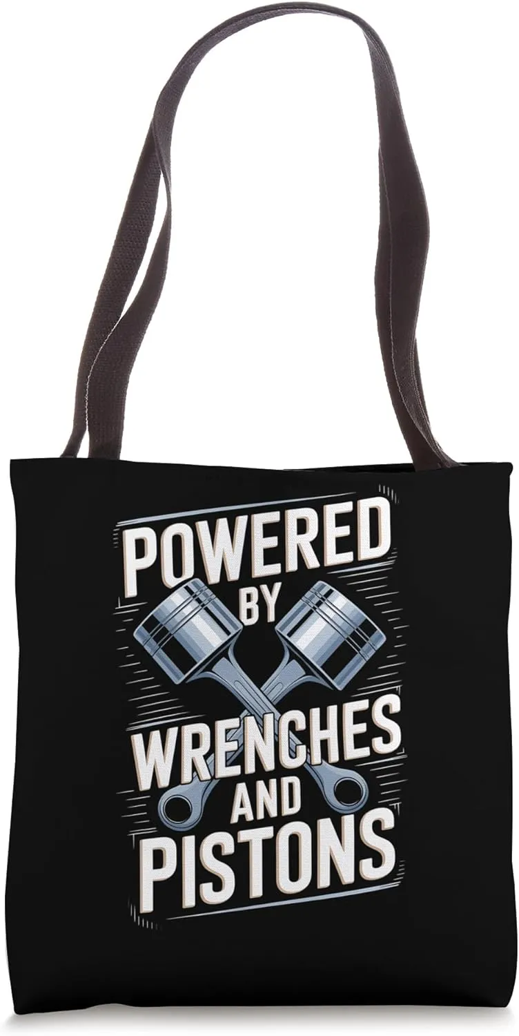 Mechanics Garage Life And Auto Car Guys Wrenches And Pistons Tote Bag