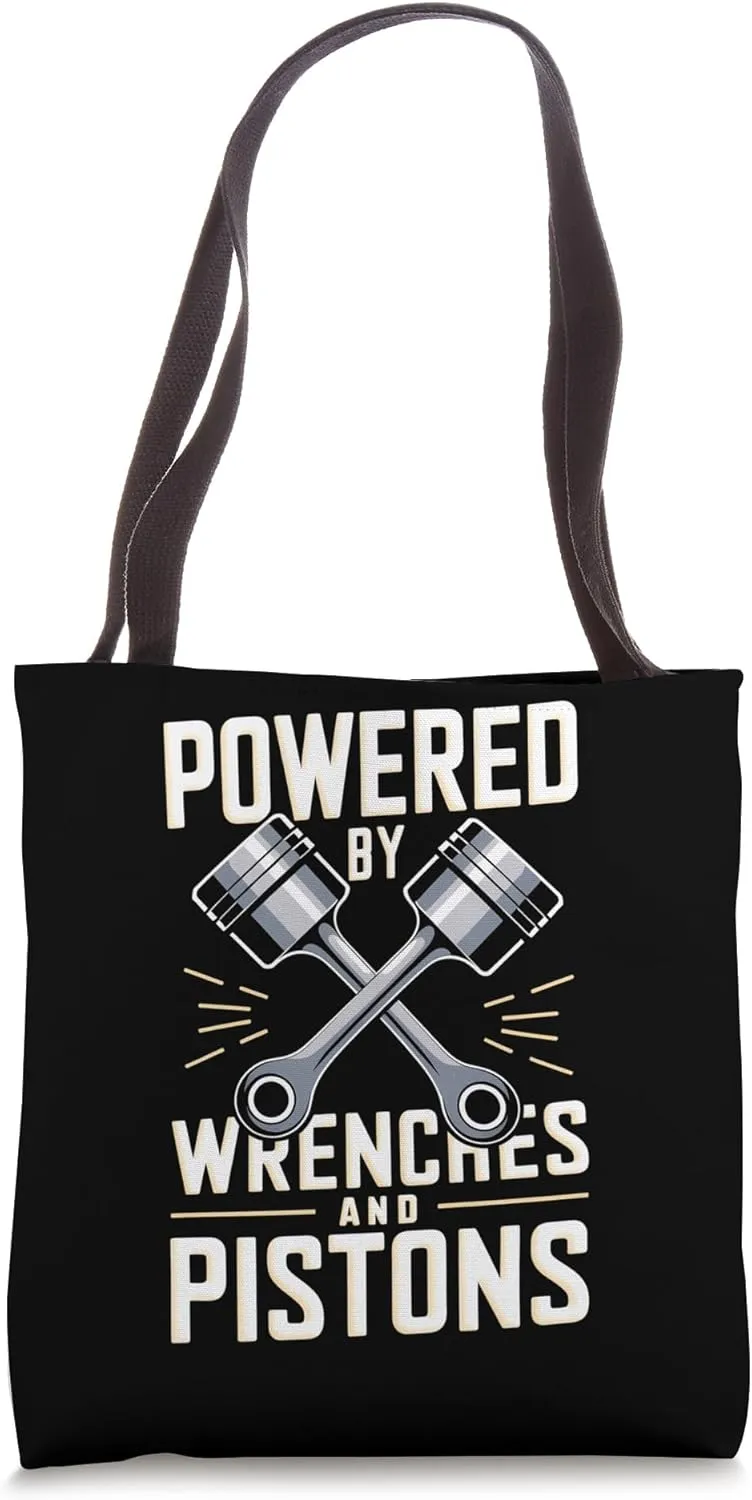 Mechanics Garage Life And Auto Car Guys Wrenches And Pistons Tote Bag