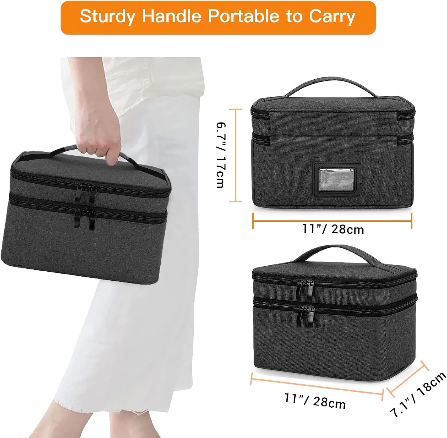 Medicine Storage Organizer Bag Empty, Travel Medicine Bag Pill Bottle Organizer Box, Home Medication Bag for Pills, Vitamin, Fish Oil, Medical Supplies for Women and Men, Black