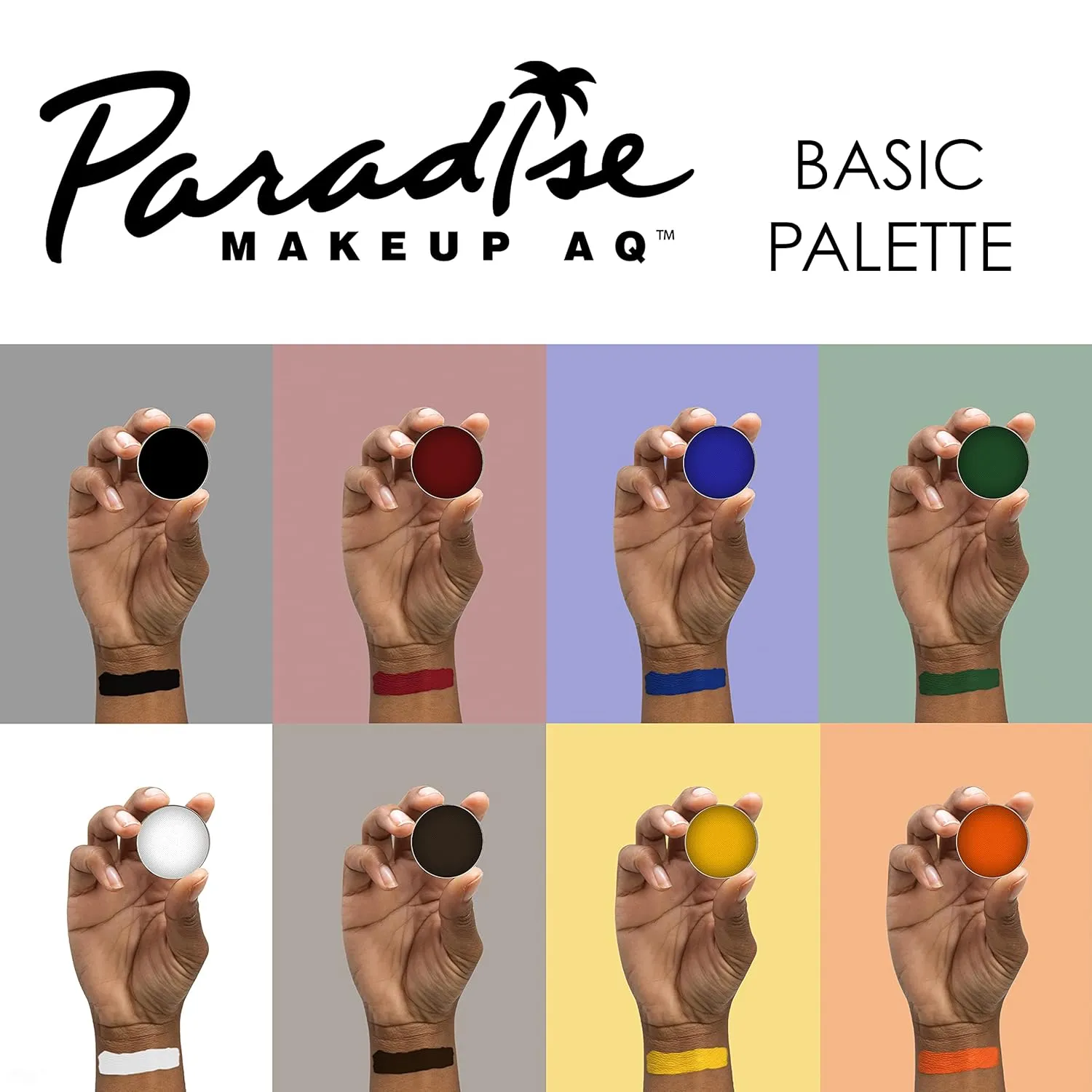 Mehron Makeup Paradise Makeup AQ 8 Color Basic Palette | Magnetic Refillable Body Paint & Face Paint Palette | Professional & Water Activated | Costumes, SFX, Halloween, & Cosplay