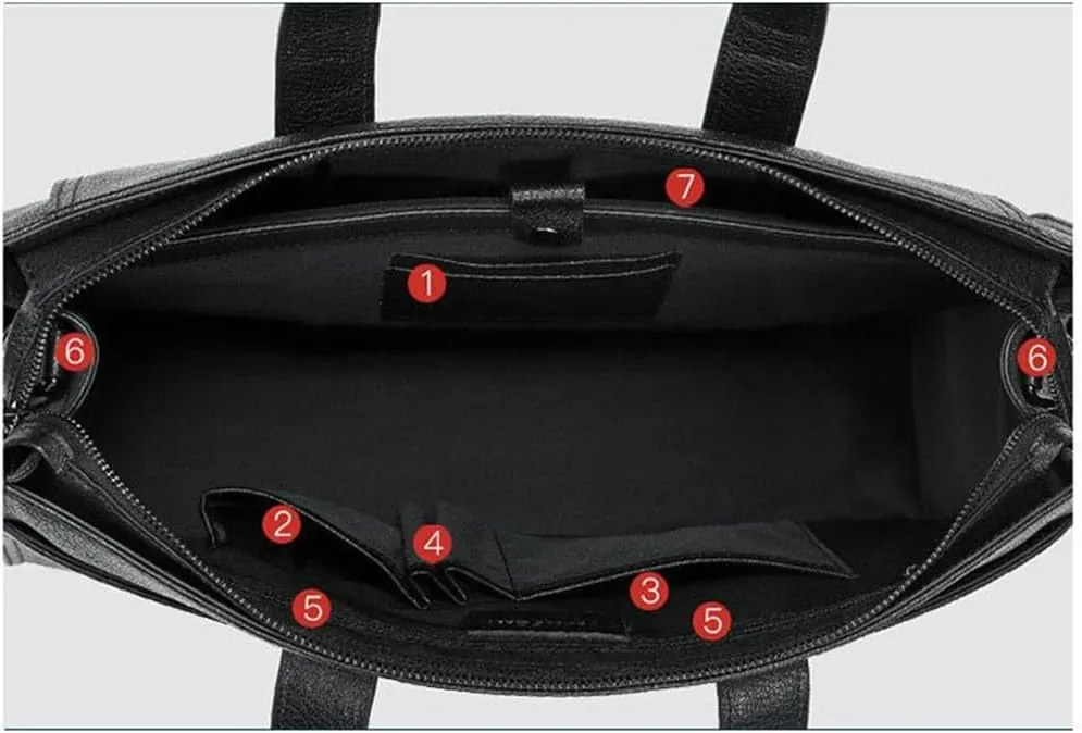 Men's Bag Leather Handbag Cowhide Computer Bag 15.6 Inch Business Large Capacity Briefcase Crossbody Bag