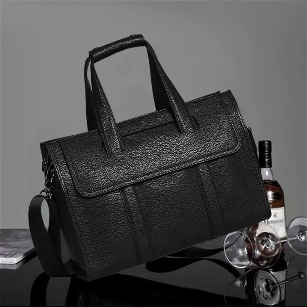 Men's Bag Leather Handbag Cowhide Computer Bag 15.6 Inch Business Large Capacity Briefcase Crossbody Bag
