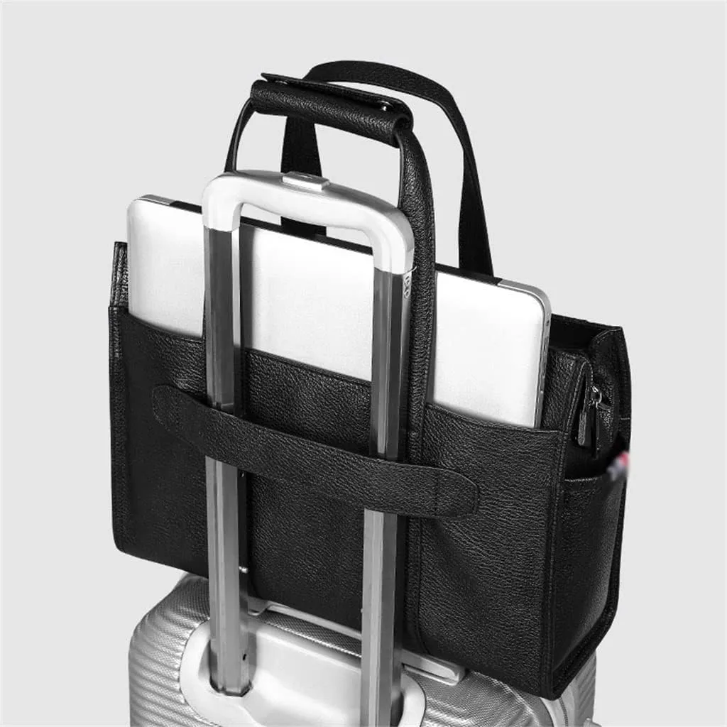 Men's Bag Leather Handbag Cowhide Computer Bag 15.6 Inch Business Large Capacity Briefcase Crossbody Bag