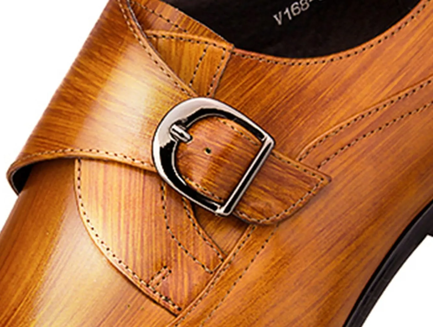 Men's Genuine Leather Monk Strap Dress Shoes - Classic Pointed Toe Oxfords for Business Formal & Wedding - Buckle Closure Dress Shoes