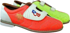 Mens Glow TCRGV Cobra Rental Bowling Shoes- Hook and Loop Neon Yellow/Orange/White 11 1/2