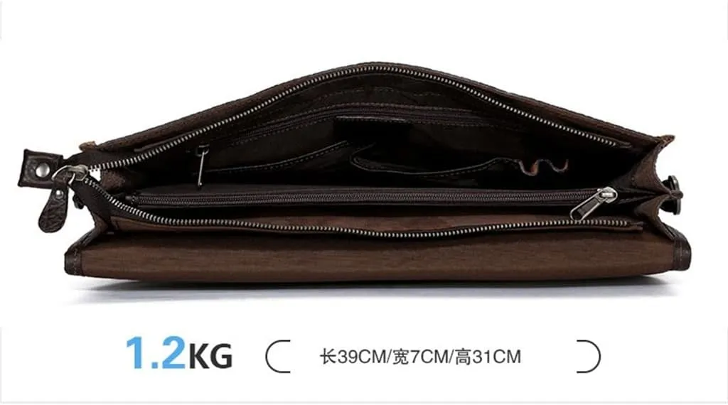 Men's Handbag Leather Business Briefcase Cross Section Laptop Bag Shoulder Crossbody Bag