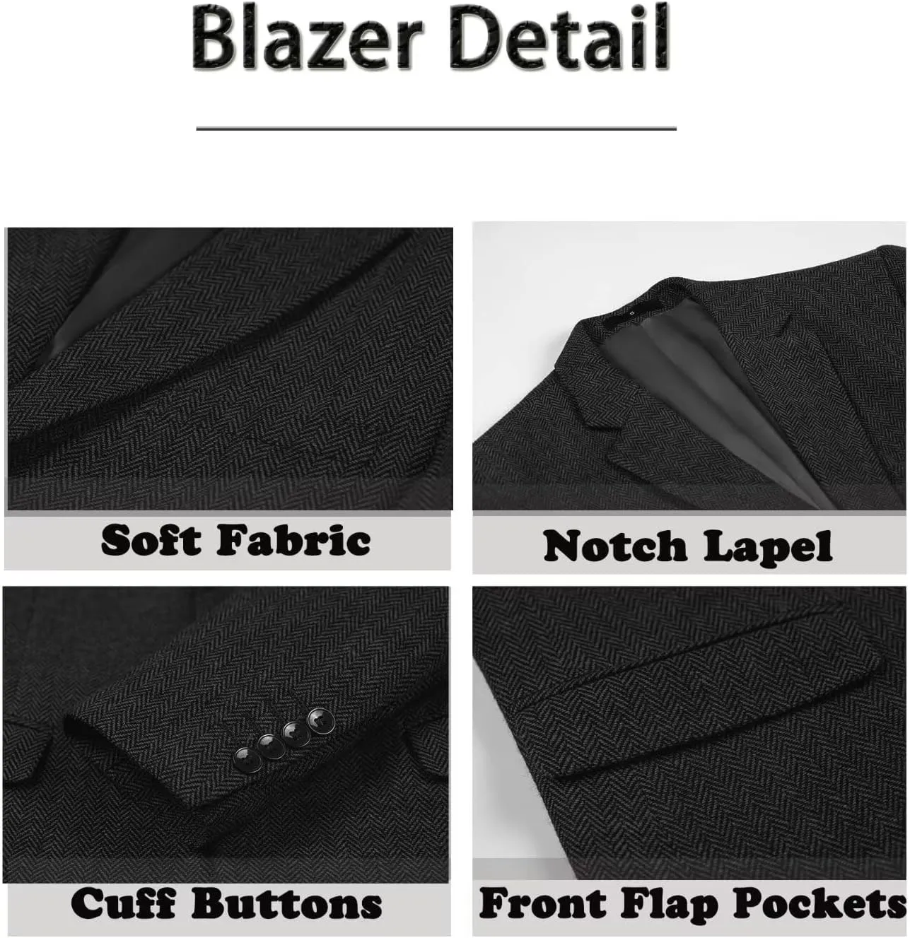 Men’s Tweed Blazer Casual Wool Blend Slim Fit Formal Suit Jackets for Men