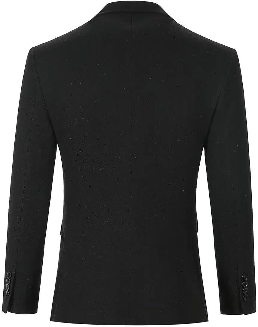 Men’s Tweed Blazer Casual Wool Blend Slim Fit Formal Suit Jackets for Men