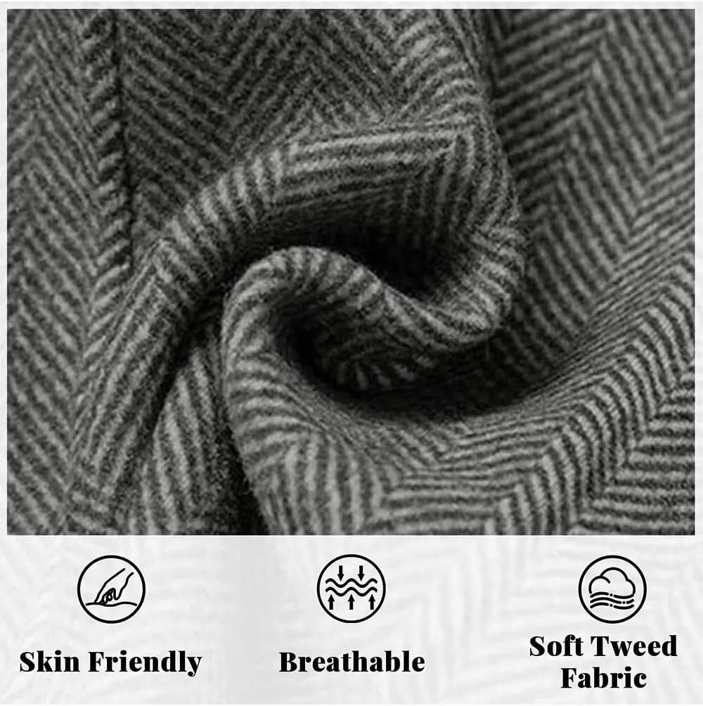 Men’s Tweed Blazer Casual Wool Blend Slim Fit Formal Suit Jackets for Men