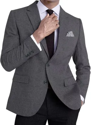 Men’s Tweed Blazer Casual Wool Blend Slim Fit Formal Suit Jackets for Men