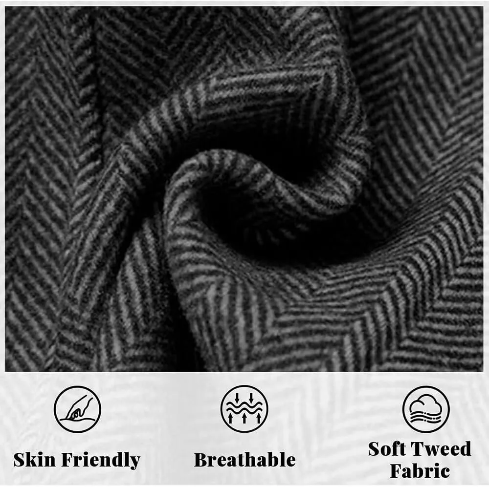 Men’s Tweed Blazer Casual Wool Blend Slim Fit Formal Suit Jackets for Men