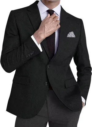 Men’s Tweed Blazer Casual Wool Blend Slim Fit Formal Suit Jackets for Men