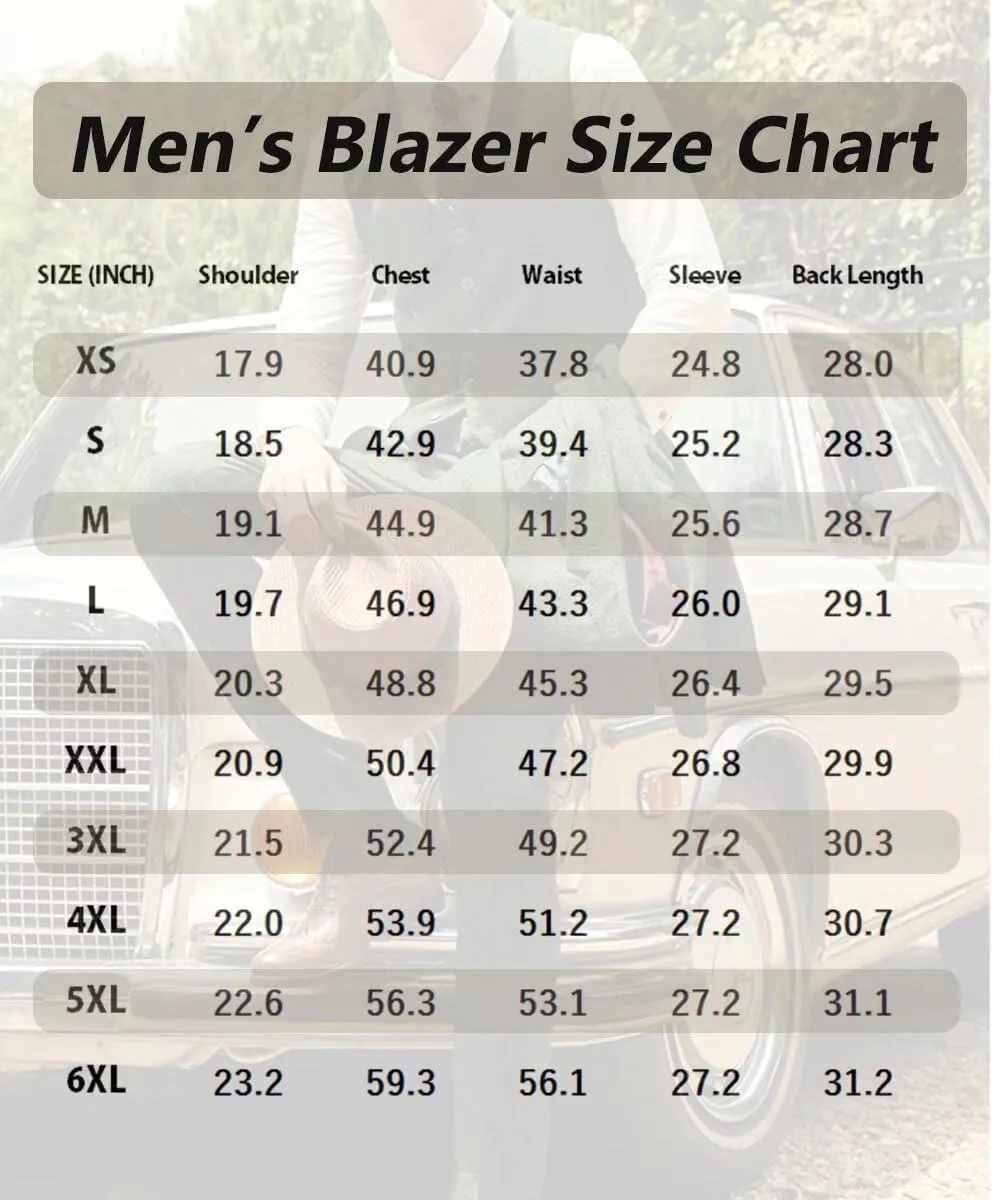 Men’s Tweed Blazer Casual Wool Blend Slim Fit Formal Suit Jackets for Men