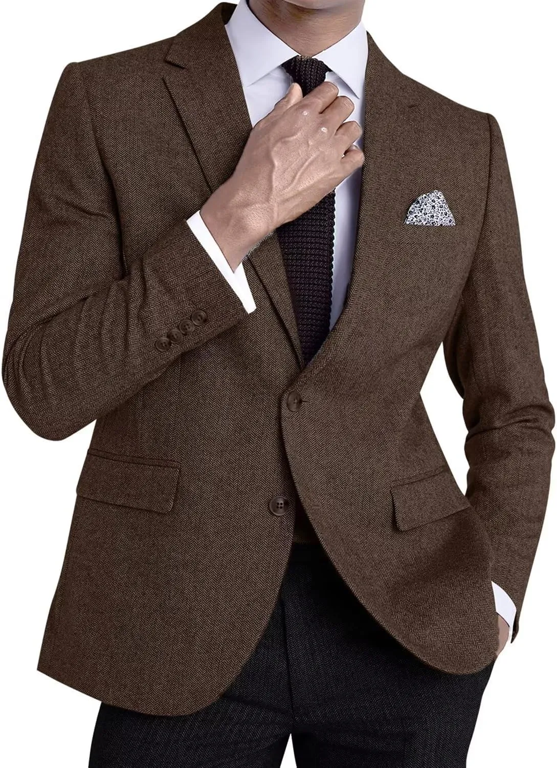 Men’s Tweed Blazer Casual Wool Blend Slim Fit Formal Suit Jackets for Men