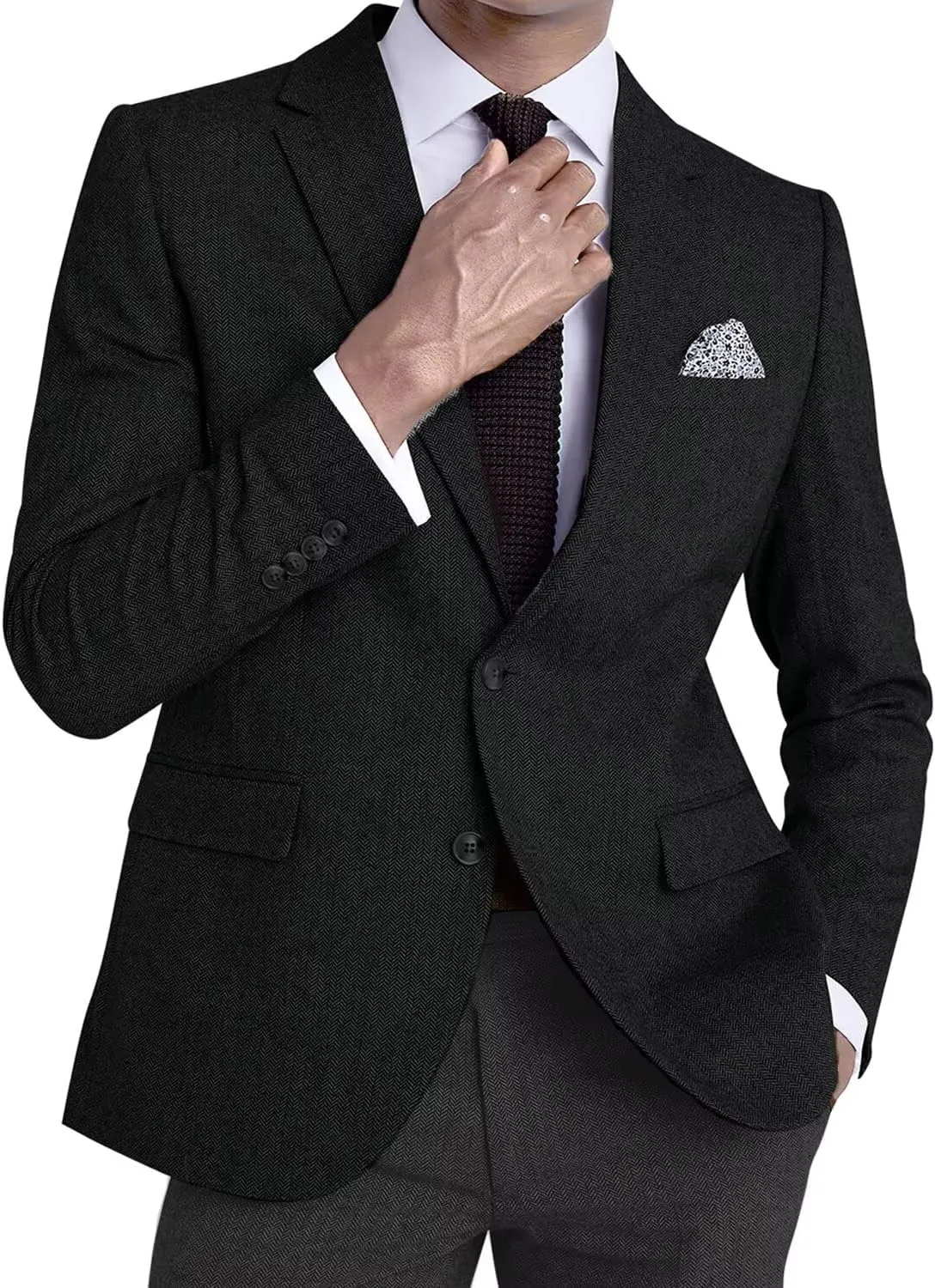 Men’s Tweed Blazer Casual Wool Blend Slim Fit Formal Suit Jackets for Men