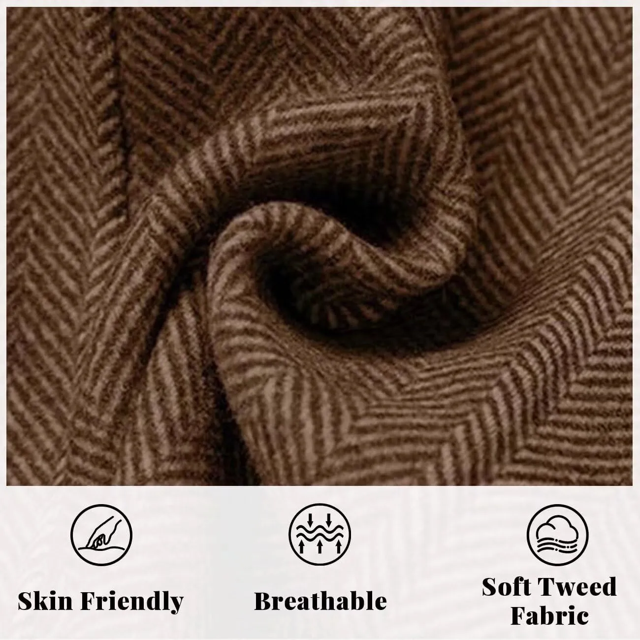 Men’s Tweed Blazer Casual Wool Blend Slim Fit Formal Suit Jackets for Men