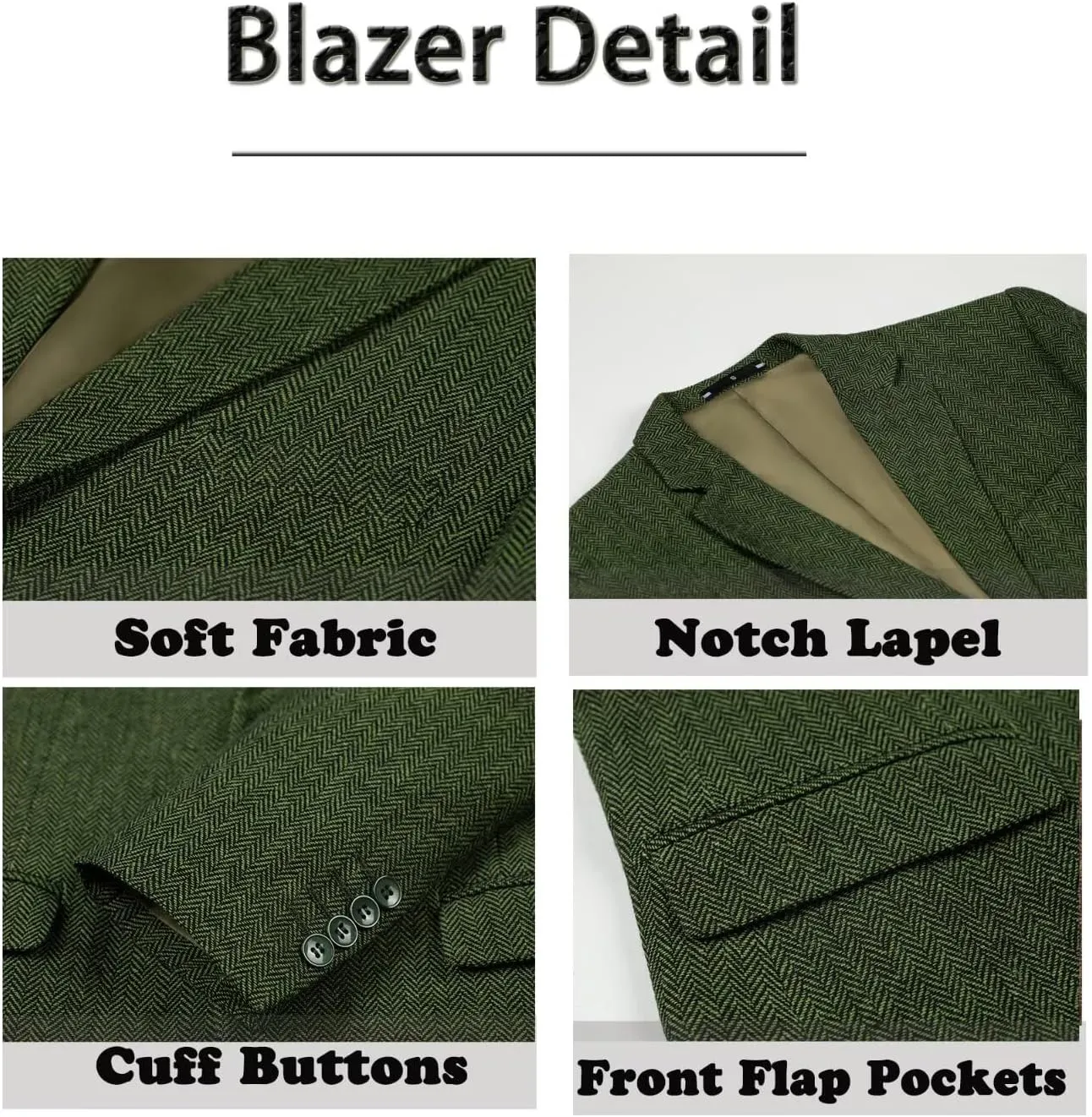 Men’s Tweed Blazer Casual Wool Blend Slim Fit Formal Suit Jackets for Men