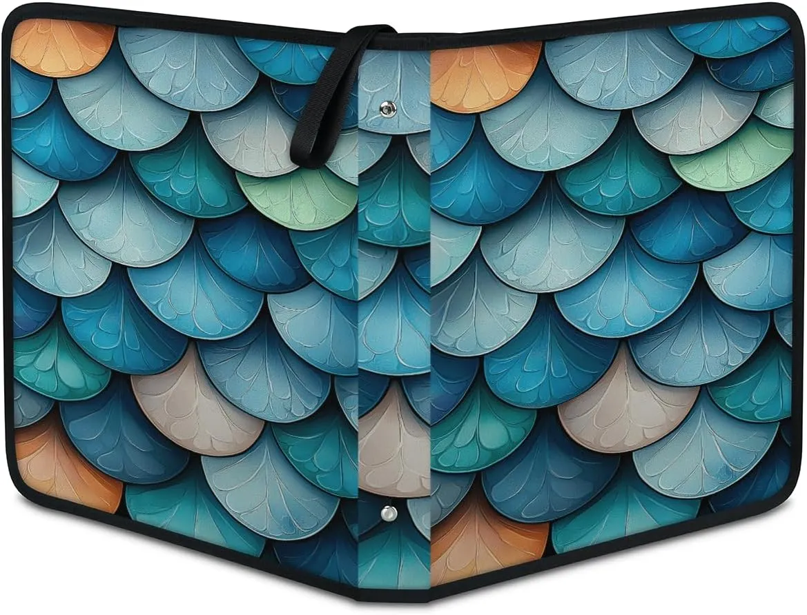 Mermaid Scales Trading Card Binder 9 Pocket 900 Cards Holder Collector Album with 50 Removable Sleeves Toys Gifts for Boys Girls Colorful Fish Scales Game Sports Cards