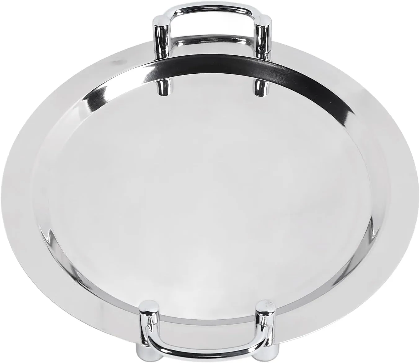 Metal Dinner Plates Dishes Stainless Steel Buffet Plate,Dinner Plates Unbreakable Dishes Bright Mirror Finish Serving Tray for Home Picnic Outdoor Camping Tableware (Round (Diameter 15.7in))