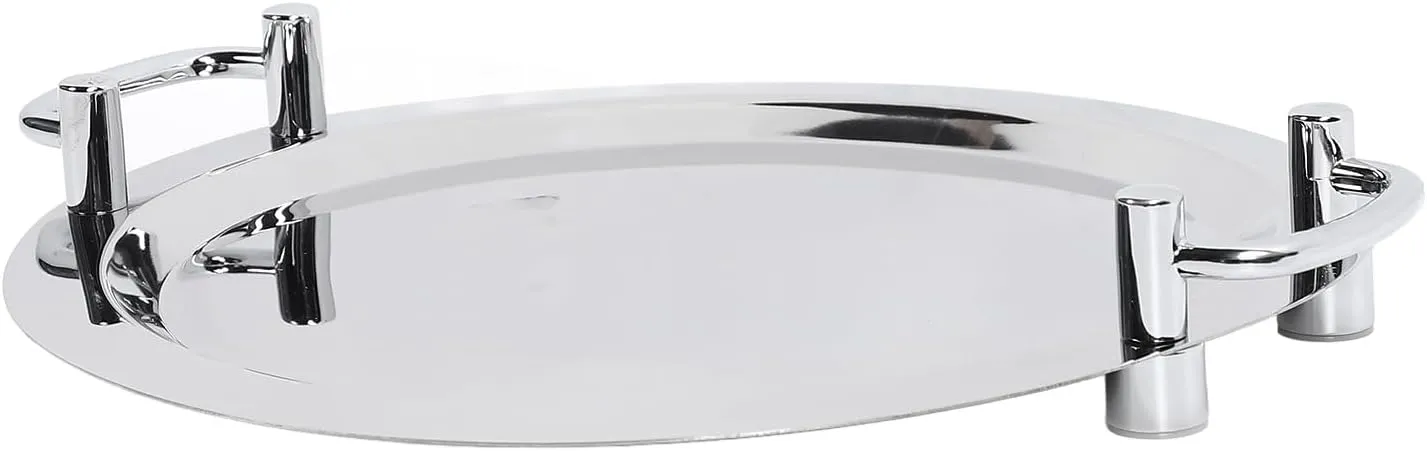 Metal Dinner Plates Dishes Stainless Steel Buffet Plate,Dinner Plates Unbreakable Dishes Bright Mirror Finish Serving Tray for Home Picnic Outdoor Camping Tableware (Round (Diameter 15.7in))