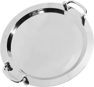 Metal Dinner Plates Dishes Stainless Steel Buffet Plate,Dinner Plates Unbreakable Dishes Bright Mirror Finish Serving Tray for Home Picnic Outdoor Camping Tableware (Round (Diameter 15.7in))
