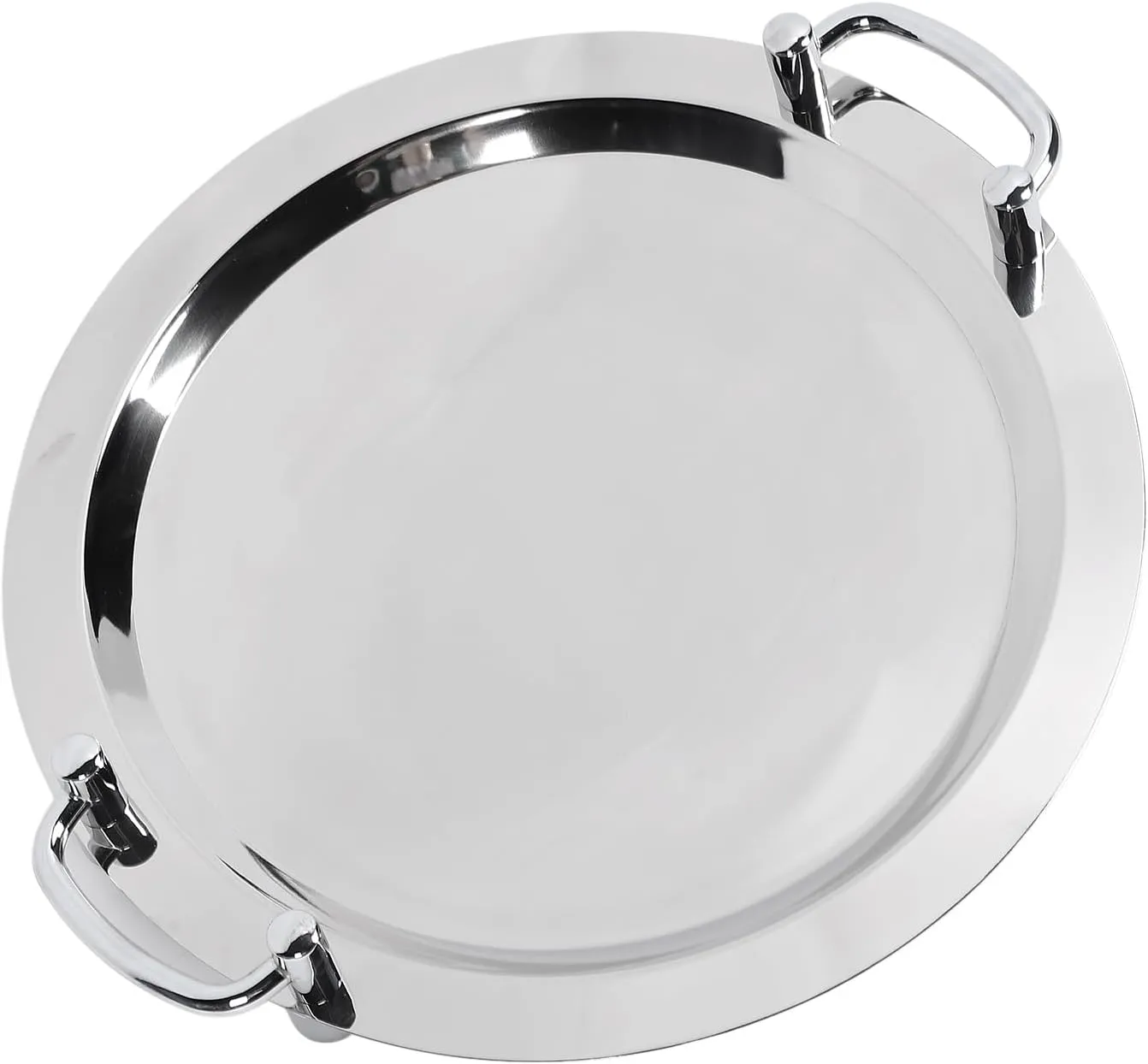 Metal Dinner Plates Dishes Stainless Steel Buffet Plate,Dinner Plates Unbreakable Dishes Bright Mirror Finish Serving Tray for Home Picnic Outdoor Camping Tableware (Round (Diameter 15.7in))
